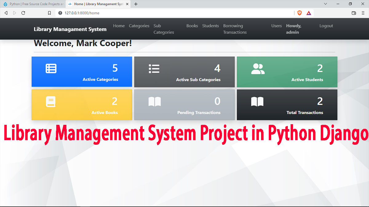 Library Management System Project In Python Django With Source Code ...