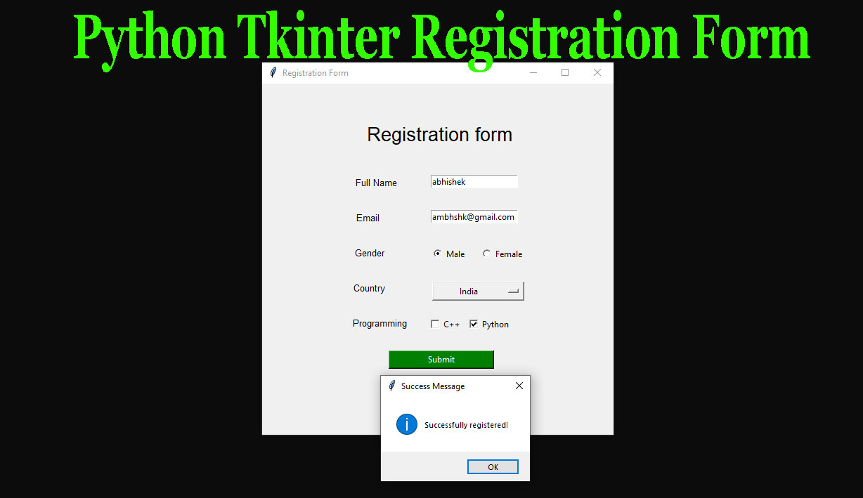 Python Tkinter Registration Form with Source code 1 Python Tkinter Registration Form